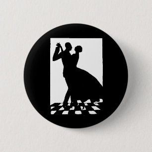 silhouette couple dancing in the dark 2 inch round button