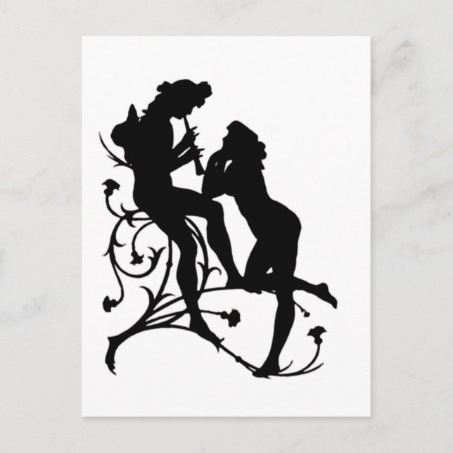 Silhouette Couple Music Lovers Postcard (Front)