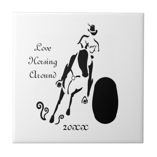 Silhouette Cowgirl Barrel Racing Tile (Front)