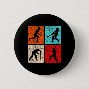 Silhouette Cricket Players T Wicket Stumps Ils Tti 2 Inch Round Button