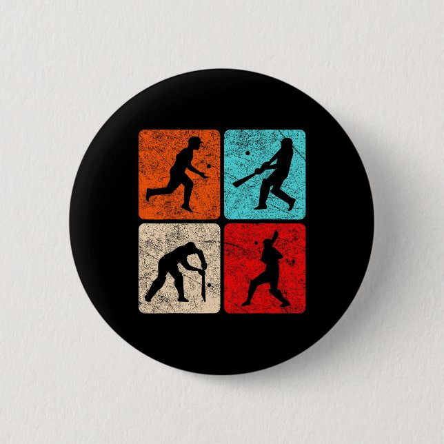 Silhouette Cricket Players T Wicket Stumps Ils Tti 2 Inch Round Button (Front)
