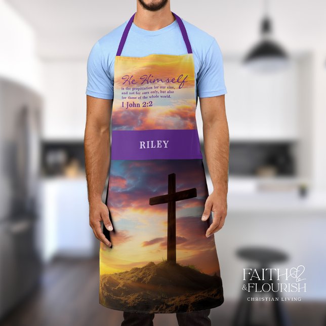 Silhouette Cross Scripture Personalized Apron (Creator Uploaded)