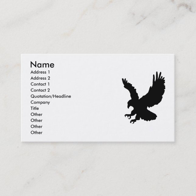 silhouette d'aigle, carte de visite (Devant)