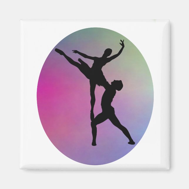 Silhouette Dance Modern Rainbow Colour Background Magnet (Front)