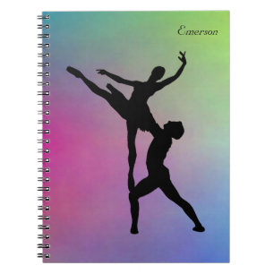 Silhouette Dance Modern Rainbow Colour Background Notebook