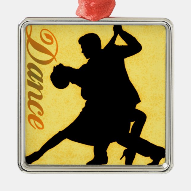 Silhouette Dancing Couple Metal Ornament (Front)