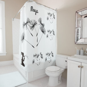 Silhouette Dandelion Blowing White and Black