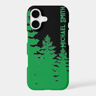 Silhouette d'arbre de pin noir et vert minimaliste