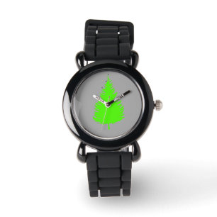 Silhouette d'arbre vert sur montre gris