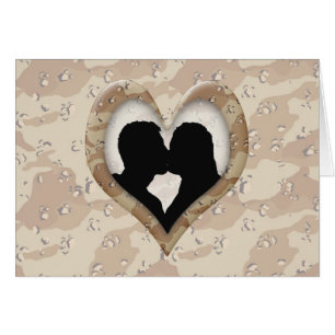 Silhouette de baiser en couple (Coeur de camouflag