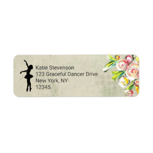 Silhouette de Ballerina sur design floral Vintage