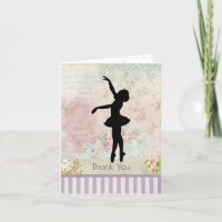 Silhouette de Ballerine sur Motif Vintage Merci
