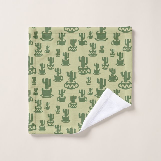 Silhouette de cactus succulent en tasses et pots  (Gant de toilette)