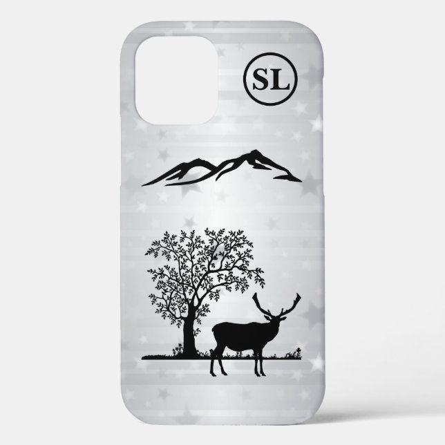 Silhouette de cerf personnalisé iPhone 12 Coque Ap (Verso)
