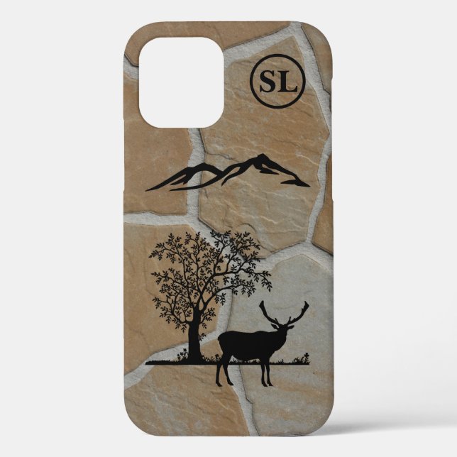 Silhouette de cerf personnalisé iPhone 12 Coque Ap (Verso)