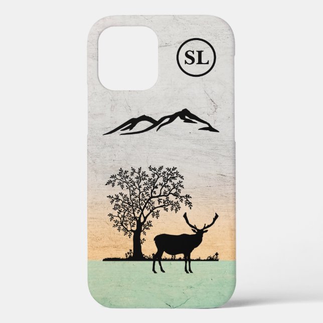 Silhouette de cerf personnalisé iPhone 12 Coque Ap (Verso)