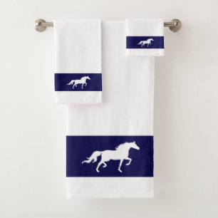 Silhouette de cheval blanc sur fond bleu marine et