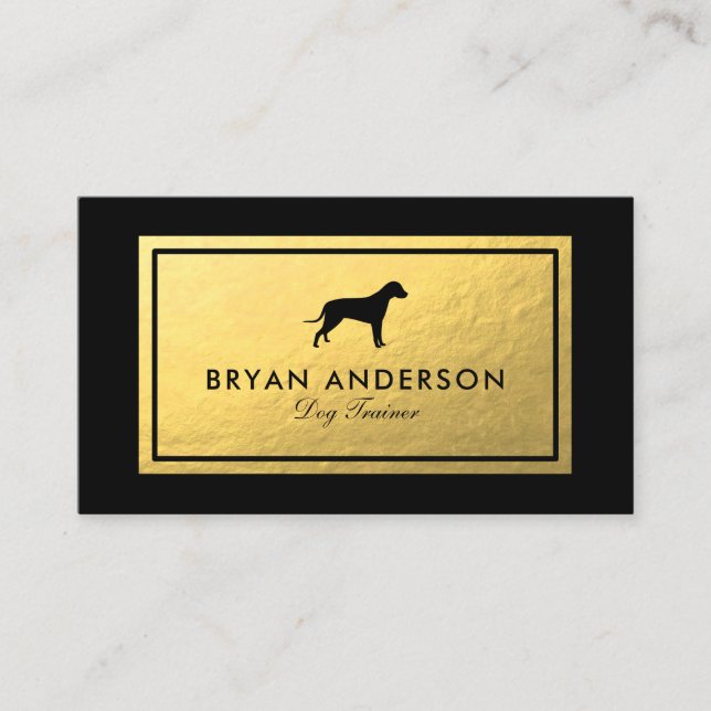 Silhouette de Chien - Carte de visite de Faux Gold (Devant)