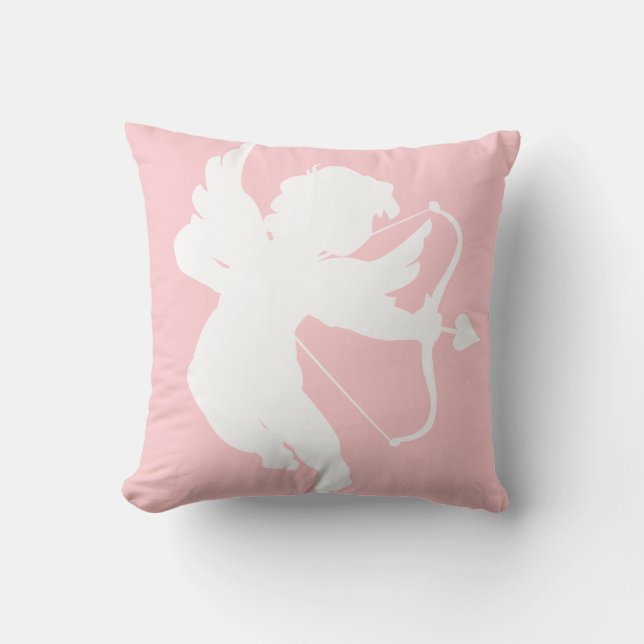 Silhouette De Cupidon Sur Oreiller Rose (Recto)