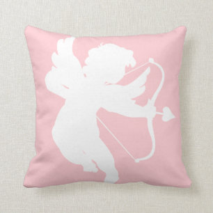Silhouette De Cupidon Sur Oreiller Rose