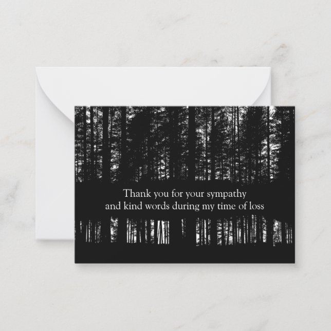 Silhouette de l'arbre forestier Carte de remerciem (Devant)
