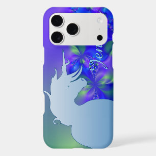 Silhouette de licorne fluide (bleu avec psychédéli