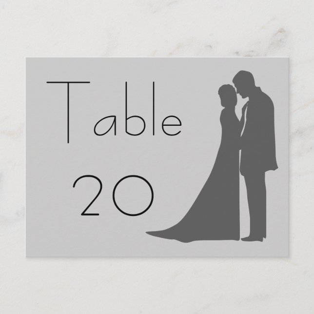 Silhouette de mariée et de chambre Numéro de table (Devant)