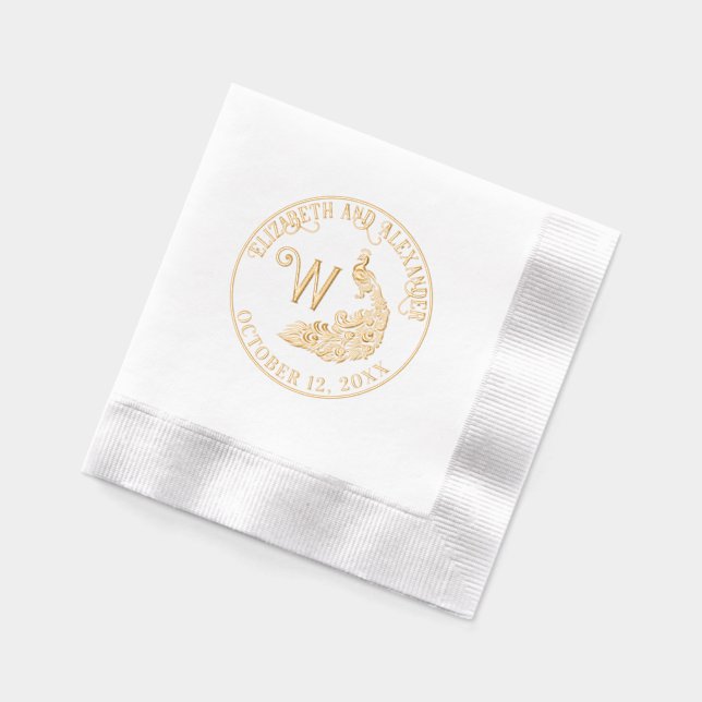 Silhouette de paon #4F Nom du couple unique initia (Gauche)