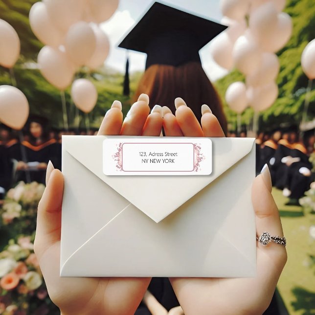 Silhouette de retour des diplômés roses Étiquette  (Créateur téléchargé)