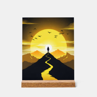 Silhouette de sommet de montagne avec un piédestal