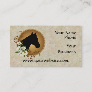 Silhouette de tête de cheval et cartes de visite