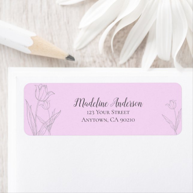 Silhouette de tulipes roses | Adresse de retour (En situation)