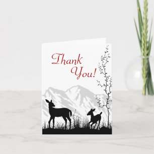 Silhouette Deer and Mountains Thank You Card