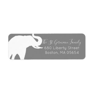 Silhouette d'éléphant blanc Adresse de retour