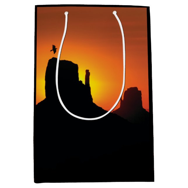 Silhouette Desert Sunset Southwestern Medium Gift Bag (Front)