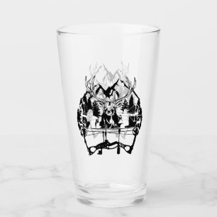 Silhouette Design of Archers Hunting Deer Glass