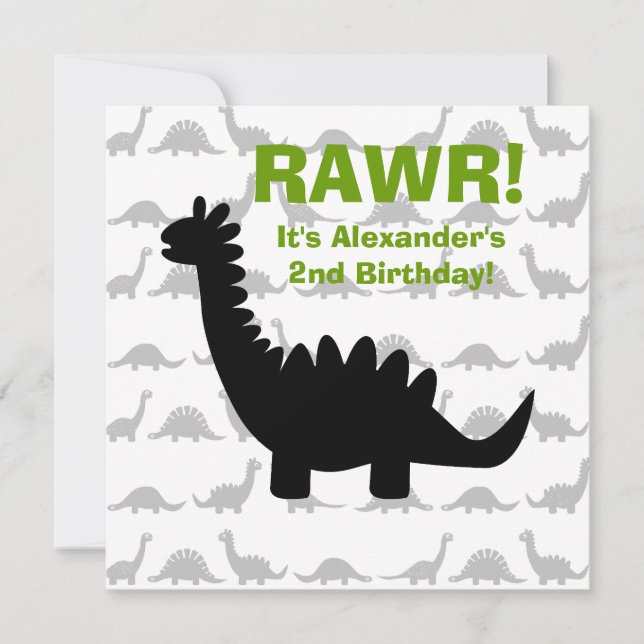 Silhouette Dinosaur Dino Birthday Invitation (Front)