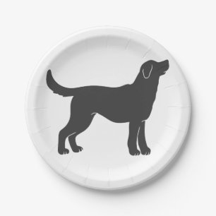 Silhouette dog standing - Choose background color Paper Plate