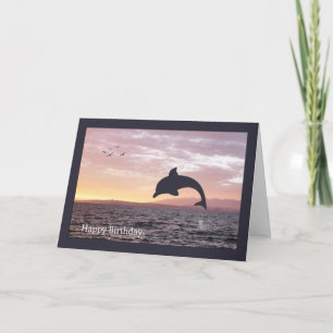 Silhouette Dolphin dans l'océan Carte d'anniversai