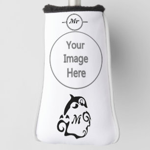 Silhouette Dolphin in a Black Sea Wave Golf Head Cover