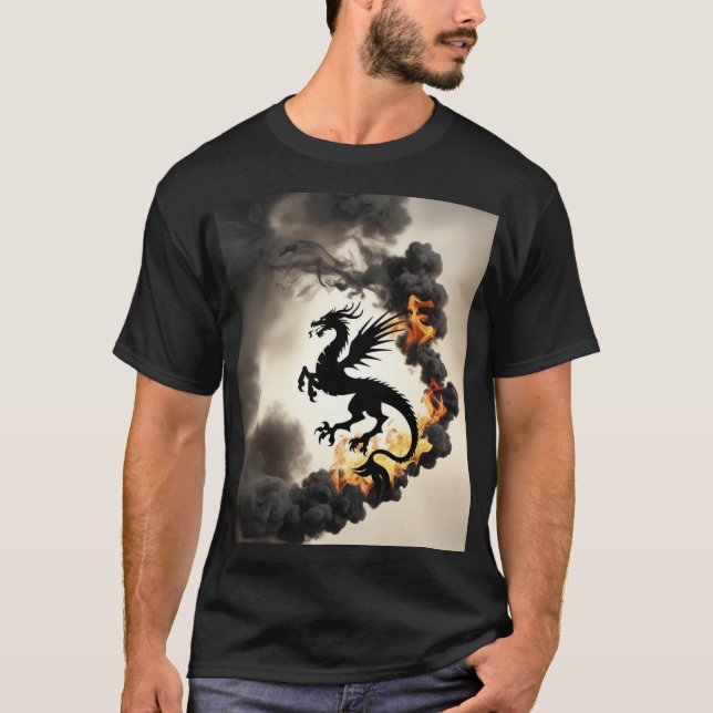Silhouette Dragon Avec T-shirt Fumée Dynamique (Devant)