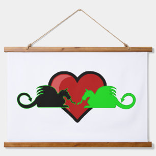 Silhouette Dragon Love  Hanging Tapestry
