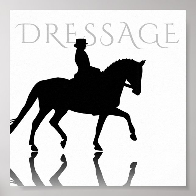 Silhouette Dressage Horse with Reflection Poster (Front)