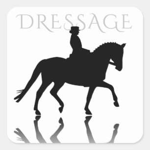 Silhouette Dressage Horse with Reflection Square Sticker
