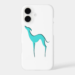 Silhouette élégante de lévrier whippet turquoise