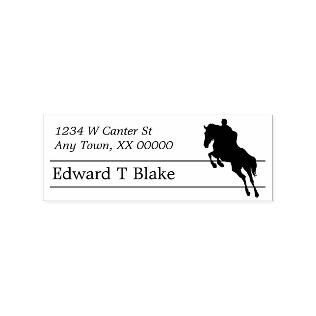 Silhouette Equestrian Jumping Return Address Rubber Stamp (Imprint)