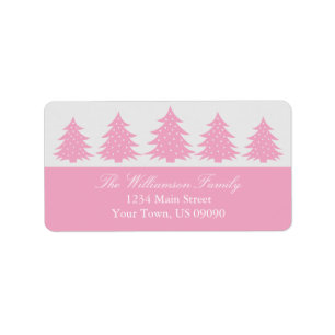 Silhouette Evergreen Trees Address Labels (Pink)