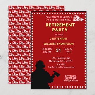 Silhouette Fireman/Fire Chief Retirement Party   Invitation