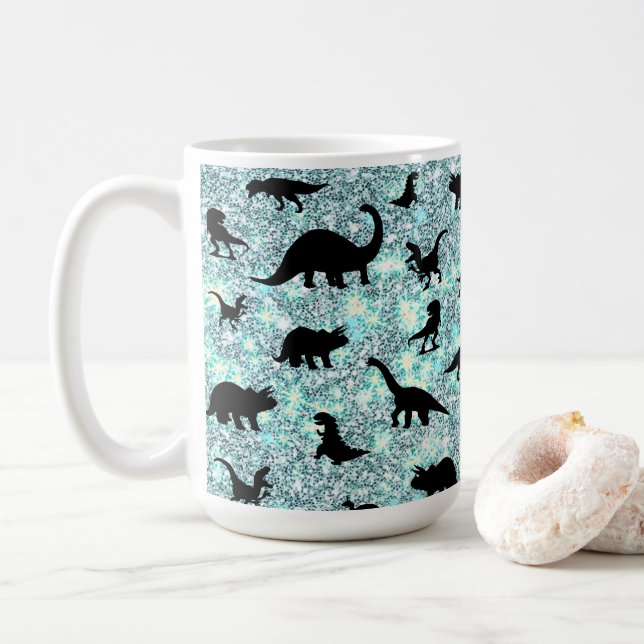 silhouette fish shark whale gradient galaxy space coffee mug (With Donut)