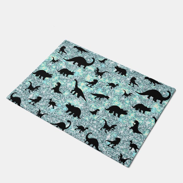 silhouette fish shark whale gradient Sparkle galax Doormat (Angled)
